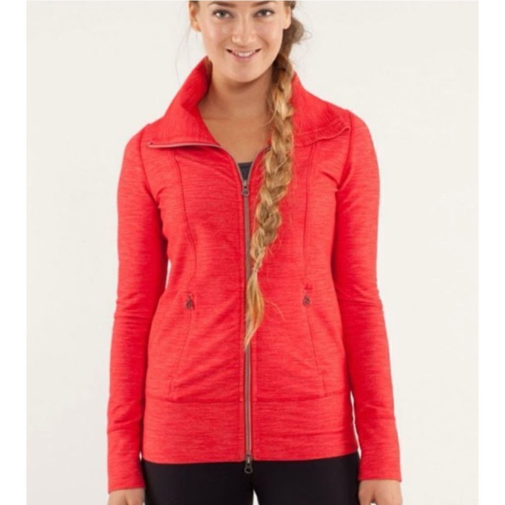 Lululemon Daily Yoga Jacket Reversible Slub Denim Love Red Size 8